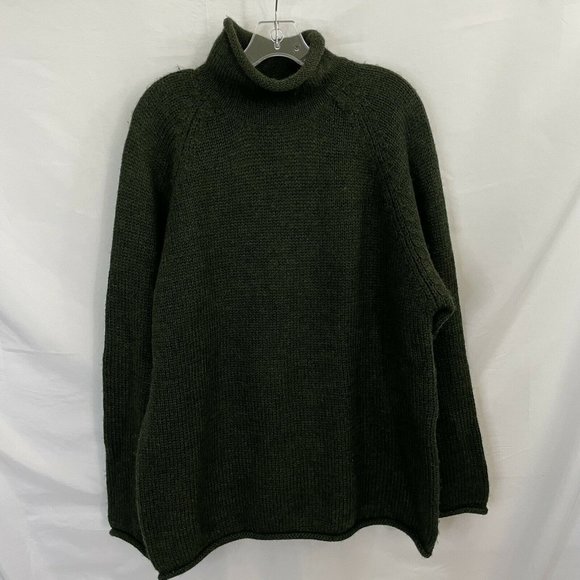 J Crew Mens Vintage Oarsman? Dark Green Wool Roll Neck Sweater Medium - Picture 3 of 5